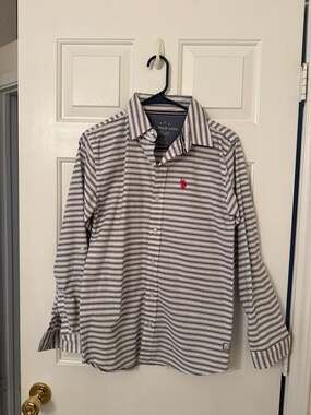 U.S. Polo Assn. Boys' Striped Long Sleeve Button Down Shirt Size L (14/16)